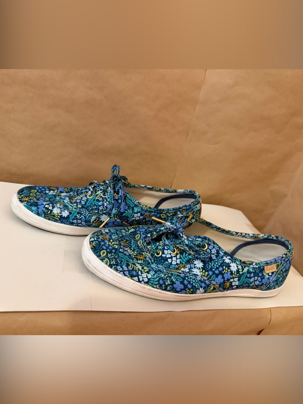 Rifle Paper Co. Blue Floral Canvas Lace-Up Sneakers